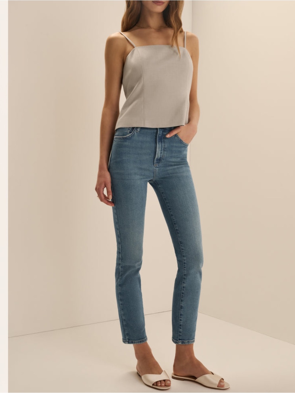 Favorite Daughter The Valentina Super High Rise Cigarette Ankle Jeans Blue Sz 25